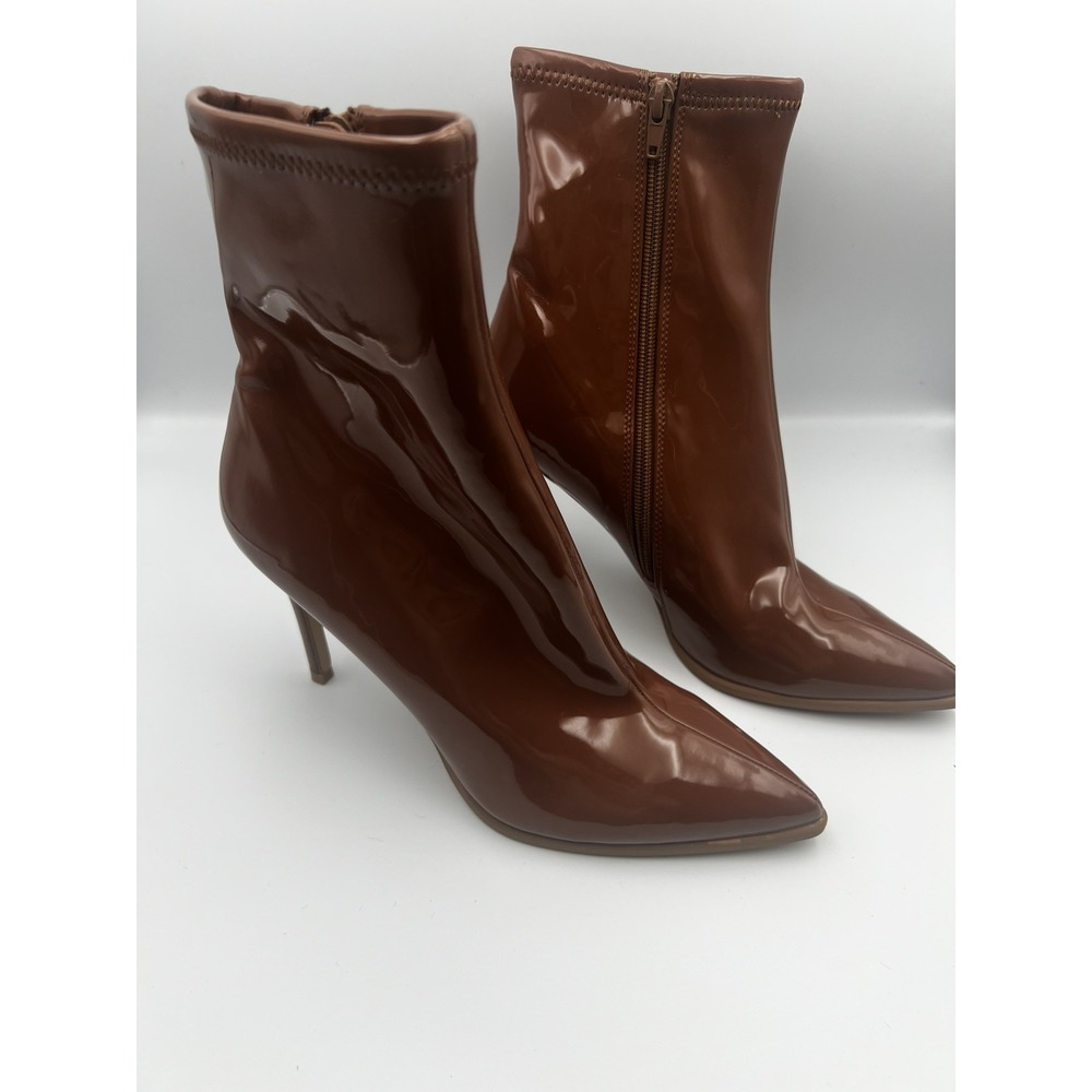 New Steve Madden Elwyn Patent Ankle Boots, Women's Size 9M Brown